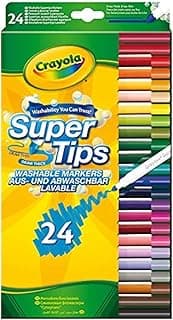 SuperTips Washable Markers - Assorted Colours (Pack of 24) | Premium Felt Tip Pens That Can Easily Wash Off Skin & Clothing | Ideal for Kids Aged 3+