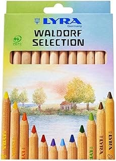 Super Ferby Chunky Wooden Coloured Pencils, Triangular, 6.3mm Lead, 12 Assorted Colours, For Children and Schools