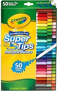 SuperTips Washable Markers - Assorted Colours (Pack of 50) | Premium Felt Tip Pens That Can Easily Wash Off Skin & Clothing | Ideal for Kids Aged 3+