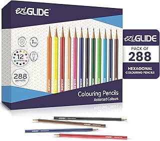 Colouring Pencils, Pack of 288 Bulk Pencils Set of 12 Assorted High Pigment Colours, Ideal Colouring Pencil for Adults & Children for use in a Colouring Book, Sketching, Coloring & Drawing